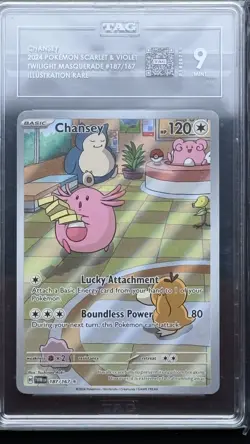 Chansey Twilight Masquerade #187/167 Illustration Rare Pokemon TAG 9 MINT 2024 - Image 1