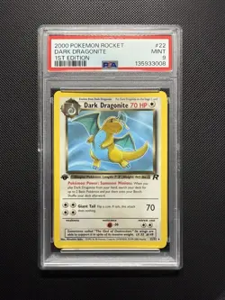 Pokemon 1st Edition Team Rocket Dark Dragonite 22/82 PSA 9 New Cert - Image 1