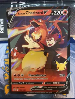 Pokemon TCG JUMBO Lance's Charizard V 25th Celebrations Black Star Promo SWSH133 - Image 1