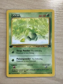 Pokemon TCG Oddish Team Rocket 1st Edition Common HP (crease) - Image 1