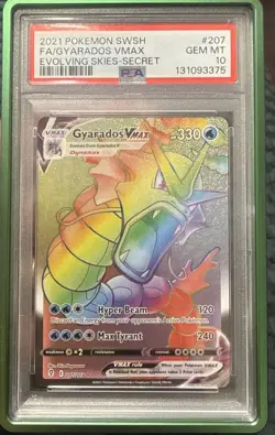 Pokemon Gyarados VMAX TCG Rainbow Secret Rare Card 207/203 PSA10 W/ Graded Guard - Image 1