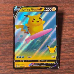 Pokemon TCG Surfing Pikachu V 008/025 Celebrations Holo Card - Image 1