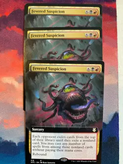 MTG Adventures in the Forgotten Realms Fevered Suspicion Extended Art x 3 - Image 1