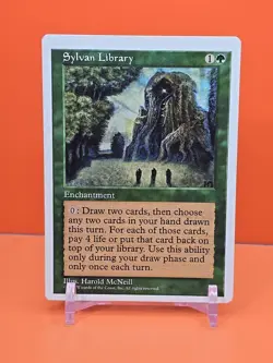 🟢🟢🟢 1997 Magic The Gathering SYLVAN LIBRARY 5TH EDITION PLAYED 🟢🟢🟢 - Image 1