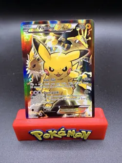 Pokemon Pikachu EX XY124 Full Art Holo Black Star Promo Card 2016 LP/MP-c - Image 1