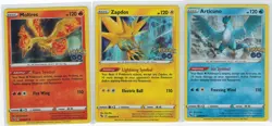 (3) Pokemon GO Moltres Zapdos Articuno Holo Rare Cards - Near Mint - Image 1