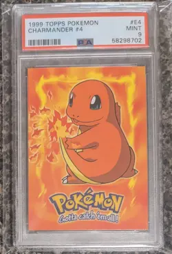 1999 Topps Pokemon Movie Edition Blue Logo Charmander #4 E4 PSA 9 - Image 1
