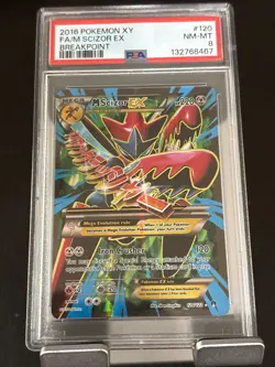 2016 Pokemon XY BREAKpoint Full Art M Scizor EX PSA 8 #120/122 - Image 1