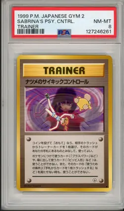 1999 Pokemon Japanese Gym 2 Sabrina's Psychic Control Trainer PSA 8 - Image 1