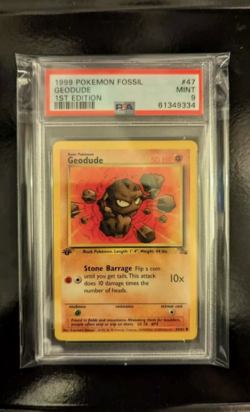 PSA 9 MINT 1999 1ST EDITION FOSSIL POKEMON GEODUDE 48/62 #48 WOTC GRADED - Image 3
