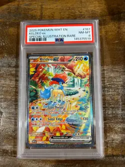POKEMON 2025 White Flare Special Illustration Rare KELDEO EX #167 PSA 8 RARE - Image 1