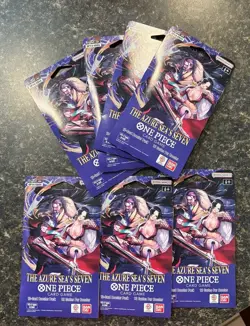 One Piece TCG The Azure Sea’s Seven OP-14 Sleeved Booster Pack Lot Of 7 Sealed - Image 1