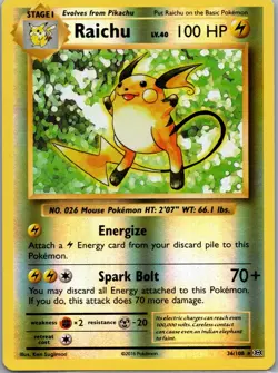 Raichu - 36/108 - Pokemon Evolutions XY Reverse Holo Rare Card LP - Image 1