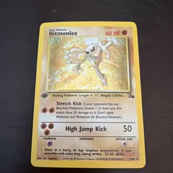 Pokemon TCG Hitmonlee 1st Edition Holo Rare Card Fossil, 7/62 - Image 1