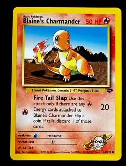 Blaine's Charmander 60/132 LP Pokemon Card Gym Challenge Common Lightly Played - Image 1