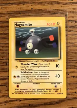 **Heavy Play** Magnemite Base Set 53/102 Pokemon Card - Image 1
