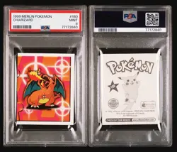 Pokemon 1999 Charizard #180 Merlin Sticker PSA 9 Mint - Image 3