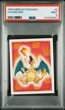 PSA 9 MINT 1999 MERLIN POKEMON #6 CHARIZARD - Image 1