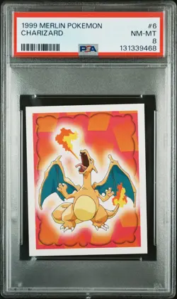 PSA 8 NM/MT 1999 MERLIN POKEMON #6 CHARIZARD - Image 1
