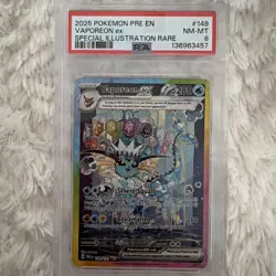 Pokemon Prismatic Evolutions Pre en Sir Vaporeon EX 149/131 PSA 8 NM/MT - Image 1