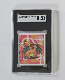 1999 Graded Charizard Merlin Pokemon Stickers #180 SGC 8.5 NM-MT+ - Image 2