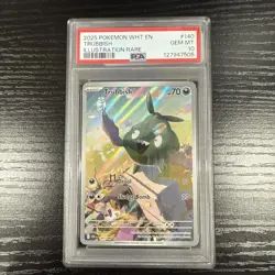 2025 POKEMON WHT EN-WHITE FLARE ILLUSTRATION RARE #140 TRUBBISH PSA 10 - Image 1