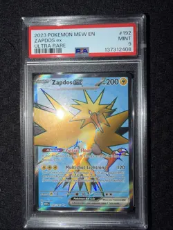 POKEMON 151 PSA MINT 9 ZAPDOS EX FULL ART 192/165 ULTRA RARE - Image 1