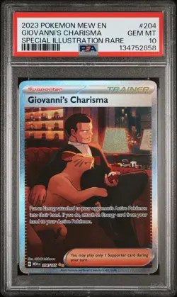 2023 Pokemon Mew En-151 #204 Giovanni'S Charisma PSA10 - Image 1