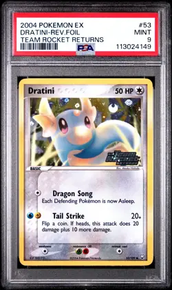 2004 POKEMON EX TEAM ROCKET RETURNS DRATINI #53 REVERSE PSA 9 MINT #113024149 - Image 1