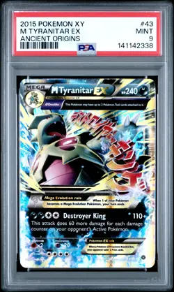 2015 POKEMON XY ANCIENT ORIGINS #43 M TYRANITAR EX PSA 9 - Image 1