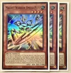 Yugioh! 3x Magnet Warrior Omega Plus MZMU-EN054 Super Rare 1st Ed NM - Image 1