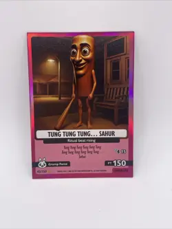 ITALIAN BRAINROT - TUNG TUNG SAHUR TRADING CARD HOLO RARE 42/150 - Image 1