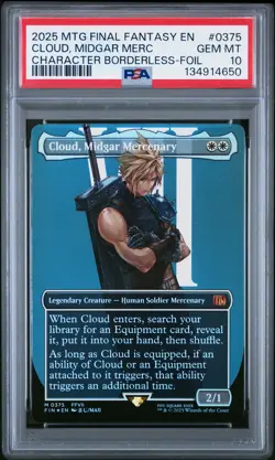 2025 MTG FINAL FANTASY CHARACTER BORDERLESS-FOIL CLOUD, MIDGAR MERCENARY PSA 10 - Image 1