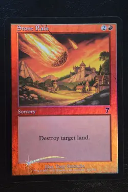 Magic The Gathering MTG STONE RAIN FOIL Seventh Edition LP Lightly Played - Image 1