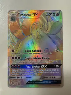 Pokemon Card Toxapex Gx 154/145 Guardians Rising Secret Rainbow Rare NM - Image 1