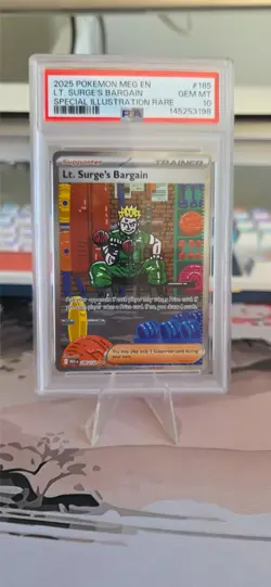 Pokemon TCG Lt. Surge's Bargain 185/132 SIR Me01: Mega Evolutio PSA 10 - Image 1