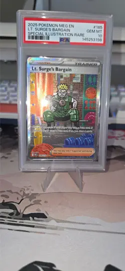 Pokemon TCG Lt. Surge's Bargain 185/132 SIR Me01: Mega Evolutio PSA 10 - Image 2