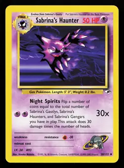Sabrina's Haunter 58/132 Uncommon Gym Heroes Pokemon Card - Image 1
