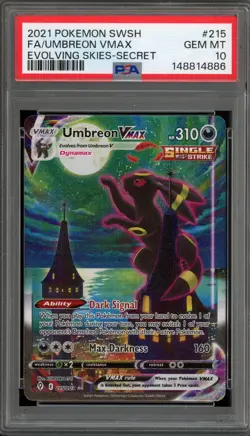 Pokemon Umbreon VMAX Evolving Skies Secret Rare Full Alt Art #215 PSA 10 - Image 1