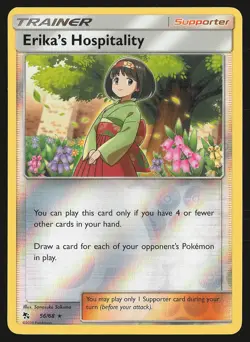Hidden Fates Erika's Hospitality #56/68 Reverse Holo Pokemon Card - Image 1