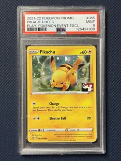 2021-22 POKEMON PROMO PLAY! POKEMON EVENT EXCLUSIVE #065 PIKACHU-HOLO PSA 9 - Image 1