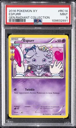 2016 POKEMON XY GENERATIONS RADIANT COLL #RC14 ESPURR PSA 9 - Image 1