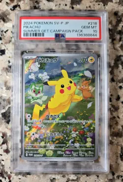 2024 POKEMON JAPANESE SV-P PROMO SUMMER OF POKECA IS HERE! #218 PIKACHU PSA 10 - Image 1