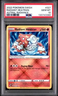 2022 POKEMON SWORD & SHIELD ASTRAL RADIANCE #027 RADIANT HEATRAN PSA 10 - Image 1