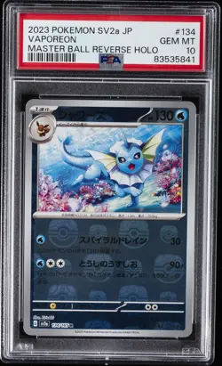 2023 POKEMON JPN SV2A-POKEMON 151 MASTER BALL REVERSE HOLO #134 VAPOREON PSA 10 - Image 1
