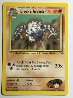 Brock's Graveler Gym Heroes 040/132 MP-LP Pokemon Card - Image 1