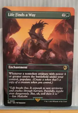 Mtg LIFE FINDS A WAY BORDERLESS NM REX Jurassic World 0005 -Argo- - Image 1