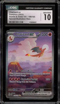 Pokemon Charizard ex 151 MEW EN Special Illustration Rare #199 CGC 10 Gem Mint - Image 1
