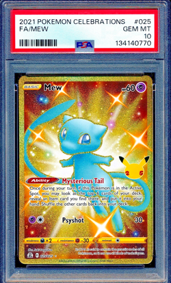 Mew 2021 Pokemon Celebrations Collection #025 Gold Shiny Full Art PSA 10 - Image 1
