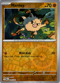 Mankey 090/182 Reverse Holo Common - Pokemon TCG Destined Rivals NM - Image 1